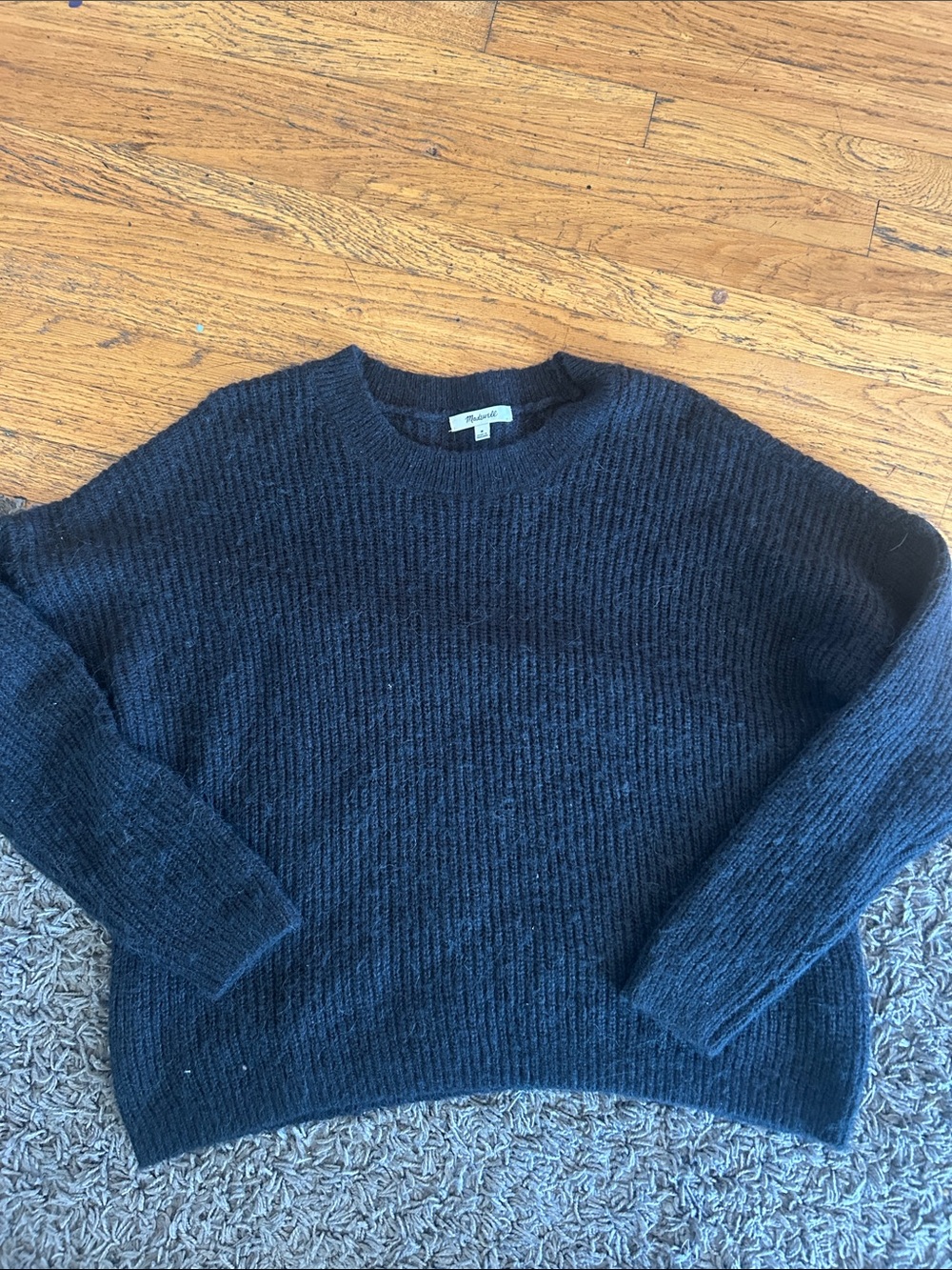 Madewell Ribbed Crewneck Sweater Black Womens Size Medium